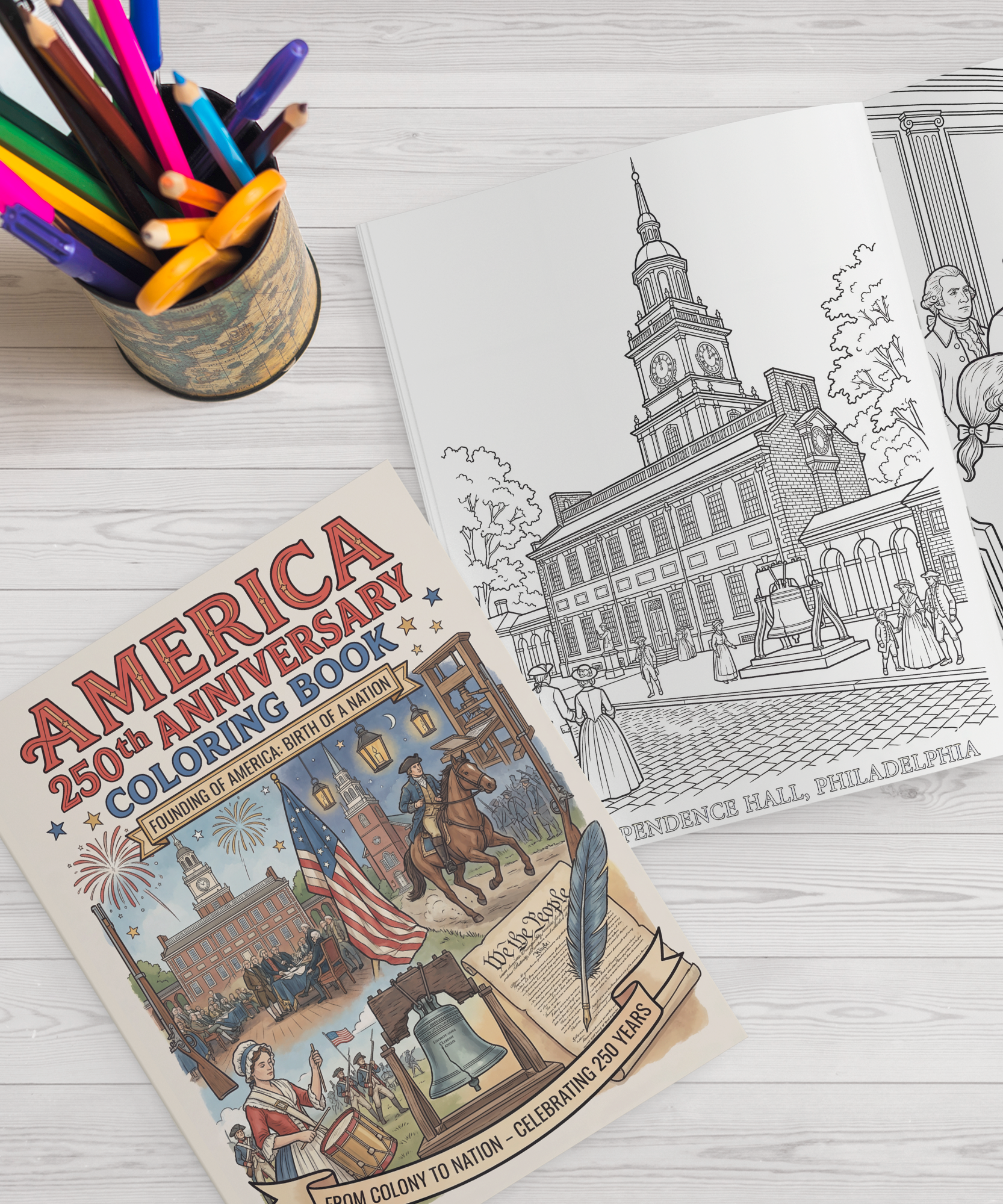 Amerika 250. Jubiläums-Malbuch – Gründung Amerikas: Geburt einer Nation