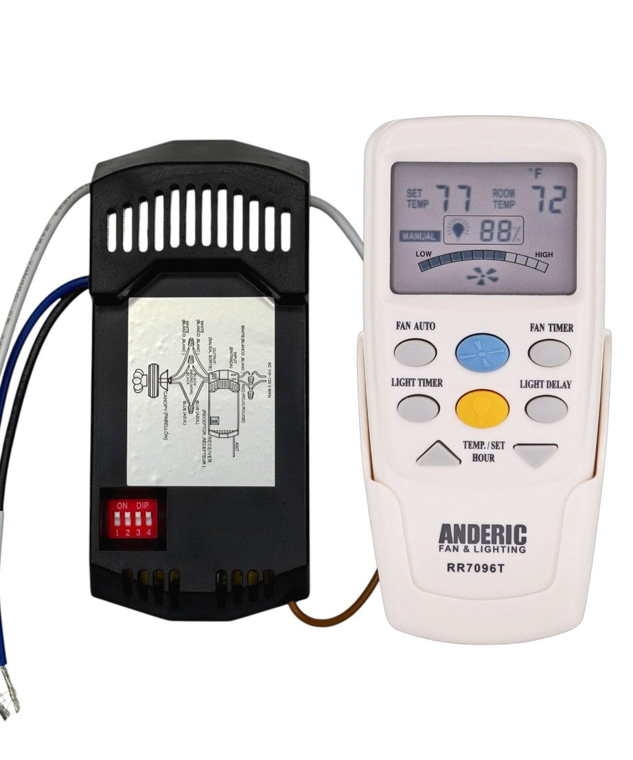 Anderic CHQ7096TKIT (FAN28R-T) Universal Ceiling Fan Remote Control Add-on Kit for 3-speed AC Fans – Includes RR7096T Thermostatic Remote & FAN28R-T Receiver