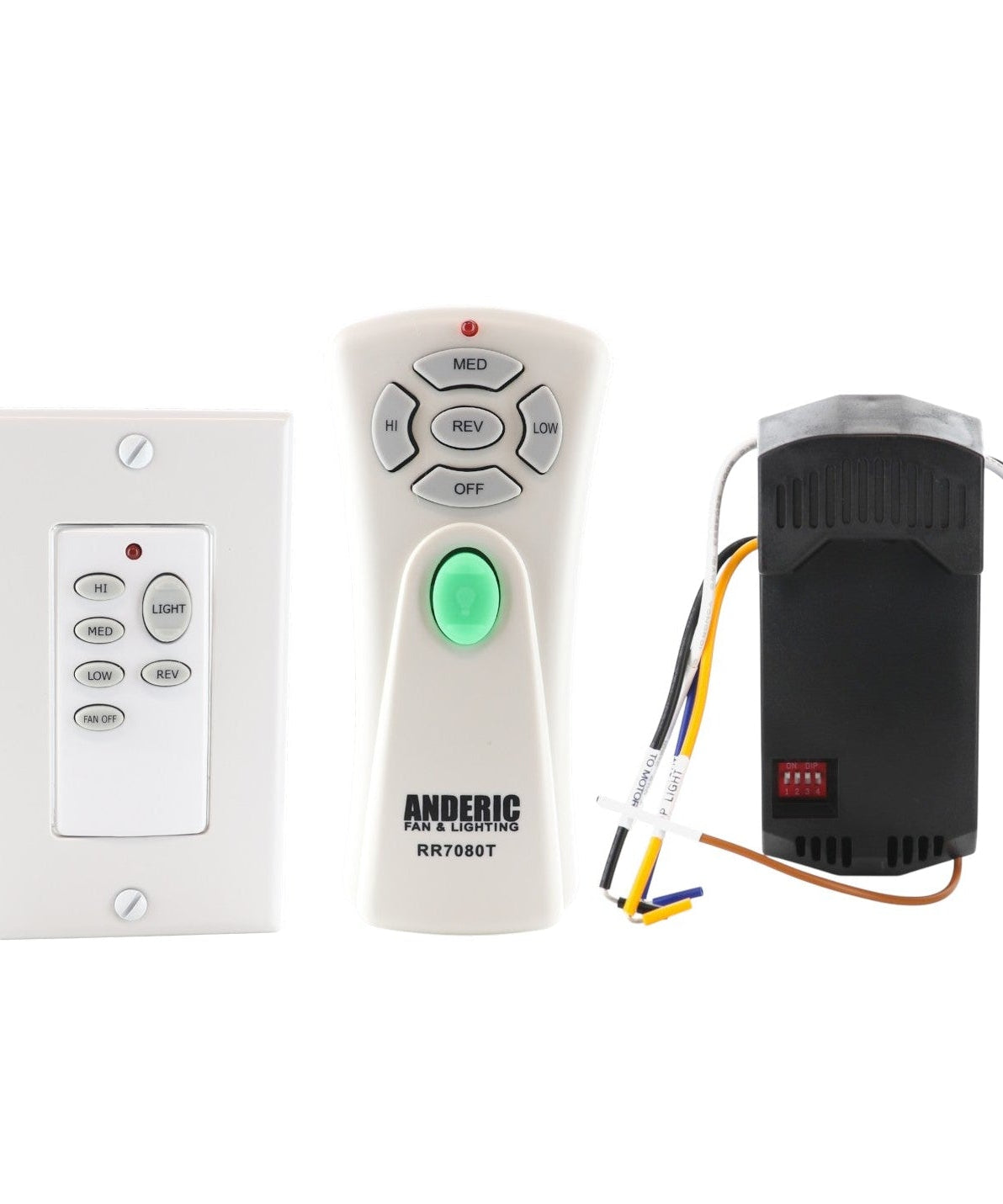 Anderic UNVWALLKIT001 Handheld and Wall Control Ceiling Fan Remote Control Kit CHQ9051T, RR7080T, UC7067GMRX