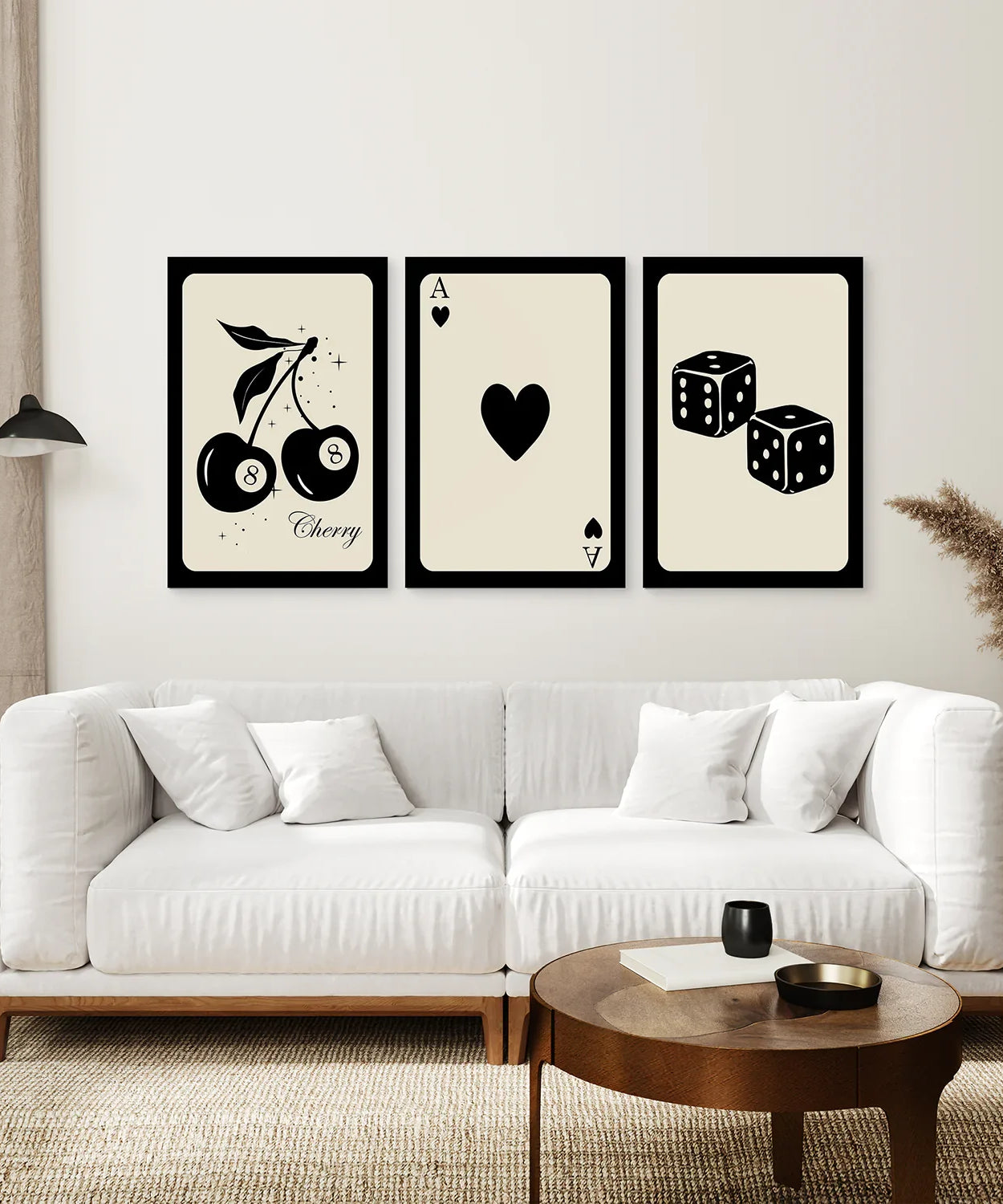Schwarz Beige Set aus 3 Vintage Spielkarten