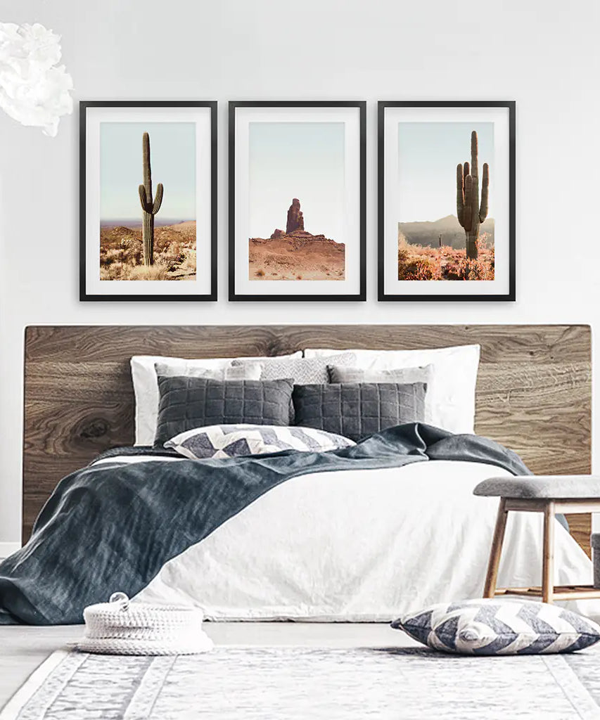 Arizona Desert Wall Art Set. Sedona Red Rocks, Saguaro Cacti
