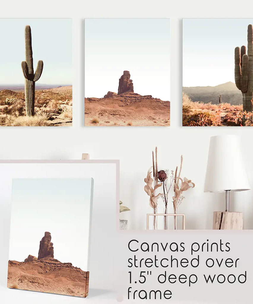 Arizona Desert Wall Art Set. Sedona Red Rocks, Saguaro Cacti