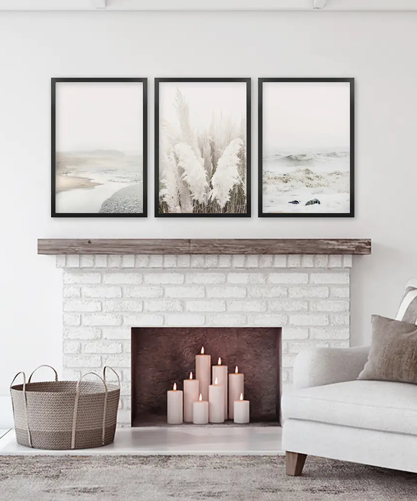 Beige Boho Beach Wall Art. Set of 3 Prints
