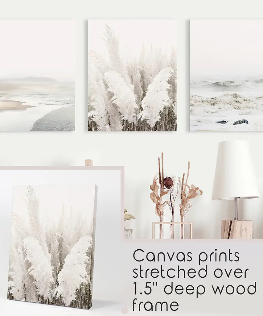 Beige Boho Beach Wall Art. Set of 3 Prints
