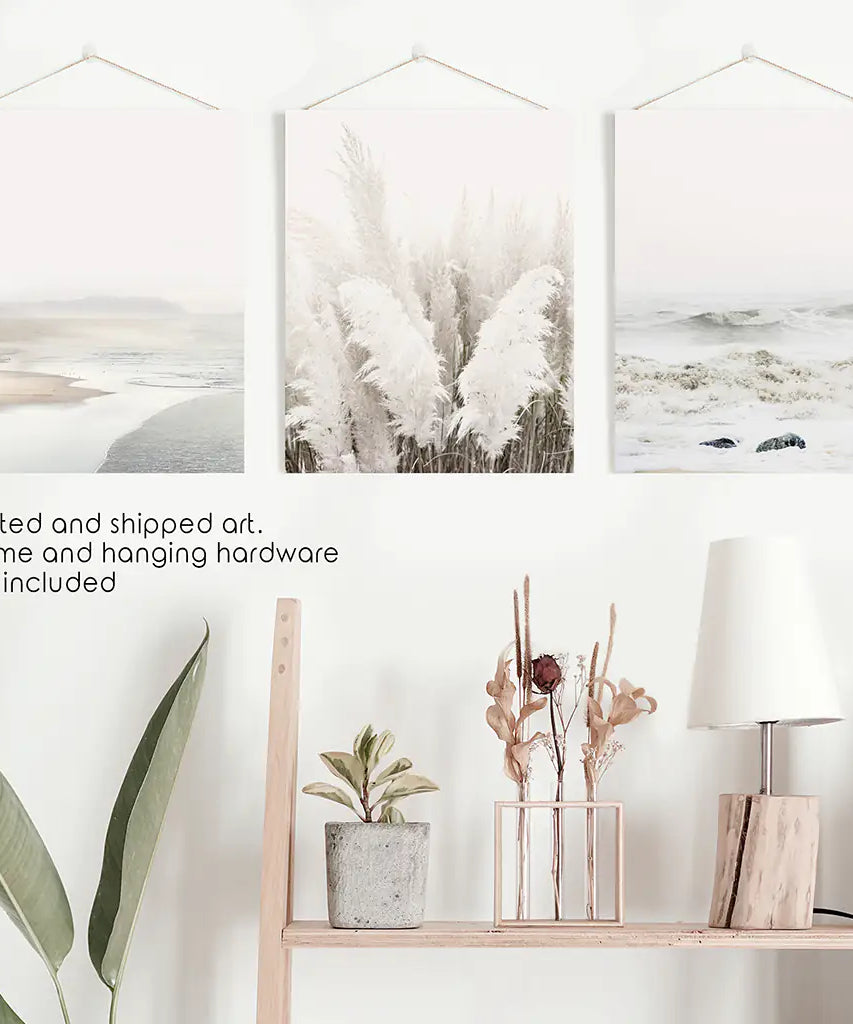Beige Boho Beach Wall Art. Set of 3 Prints