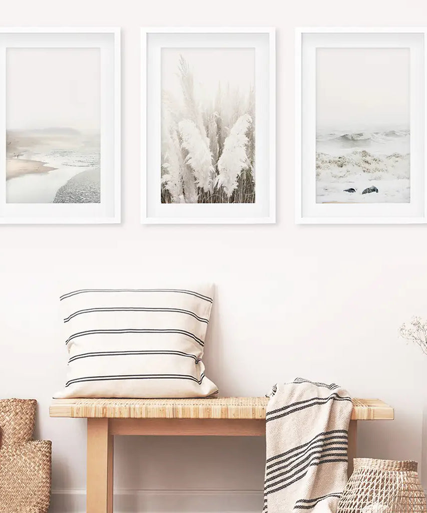 Beige Boho Beach Wall Art. Set of 3 Prints