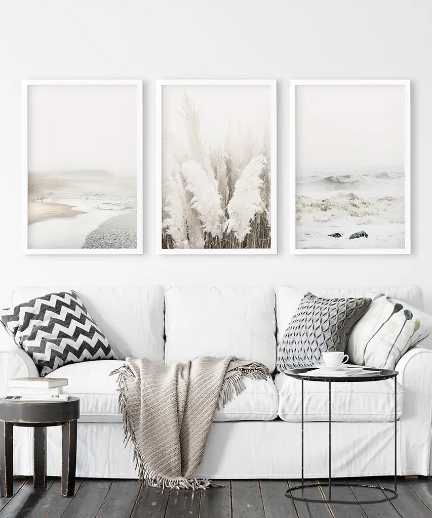 Beige Boho Beach Wall Art. Set of 3 Prints