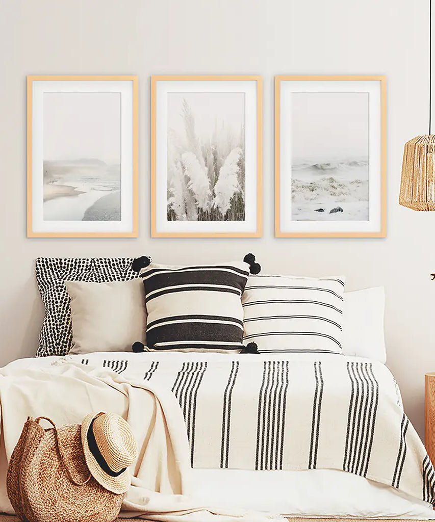 Beige Boho Beach Wall Art. Set of 3 Prints