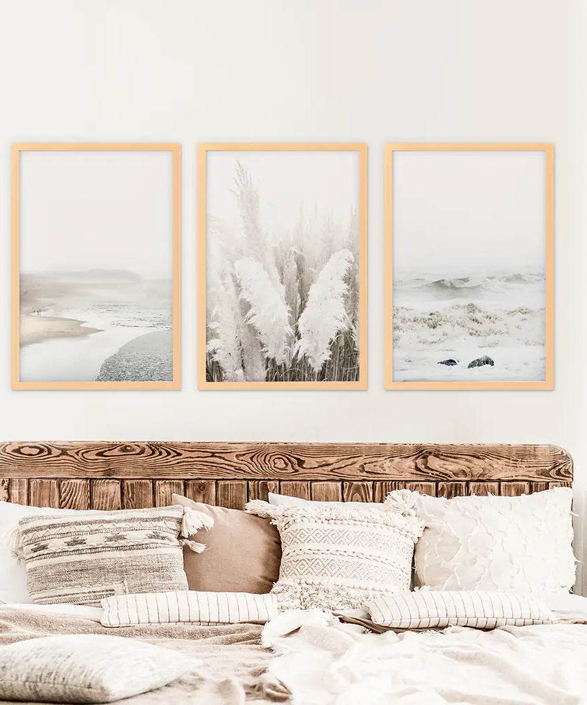 Beige Boho Beach Wall Art. Set of 3 Prints