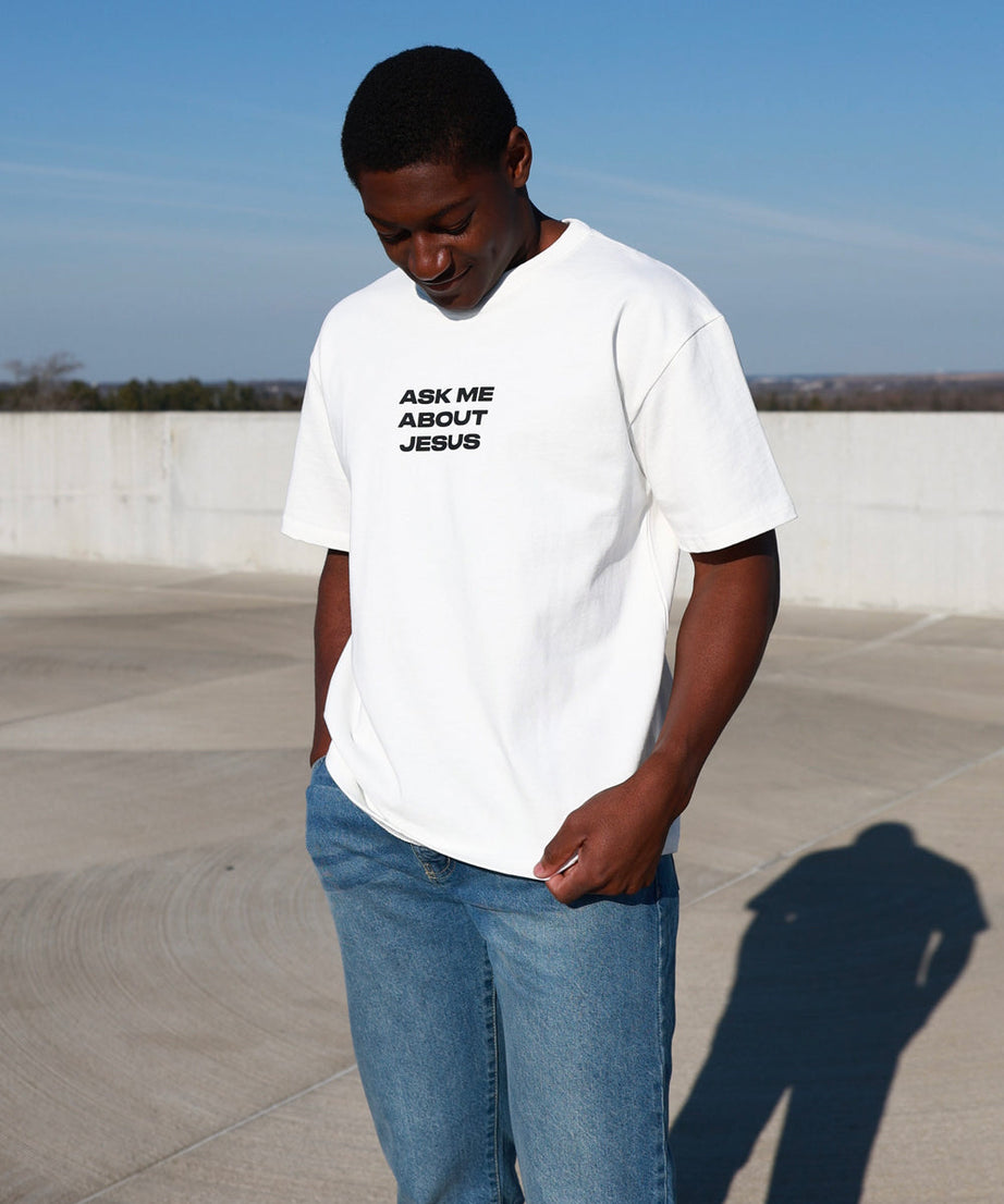 Ask Me About Jesus Heavyweight Tee