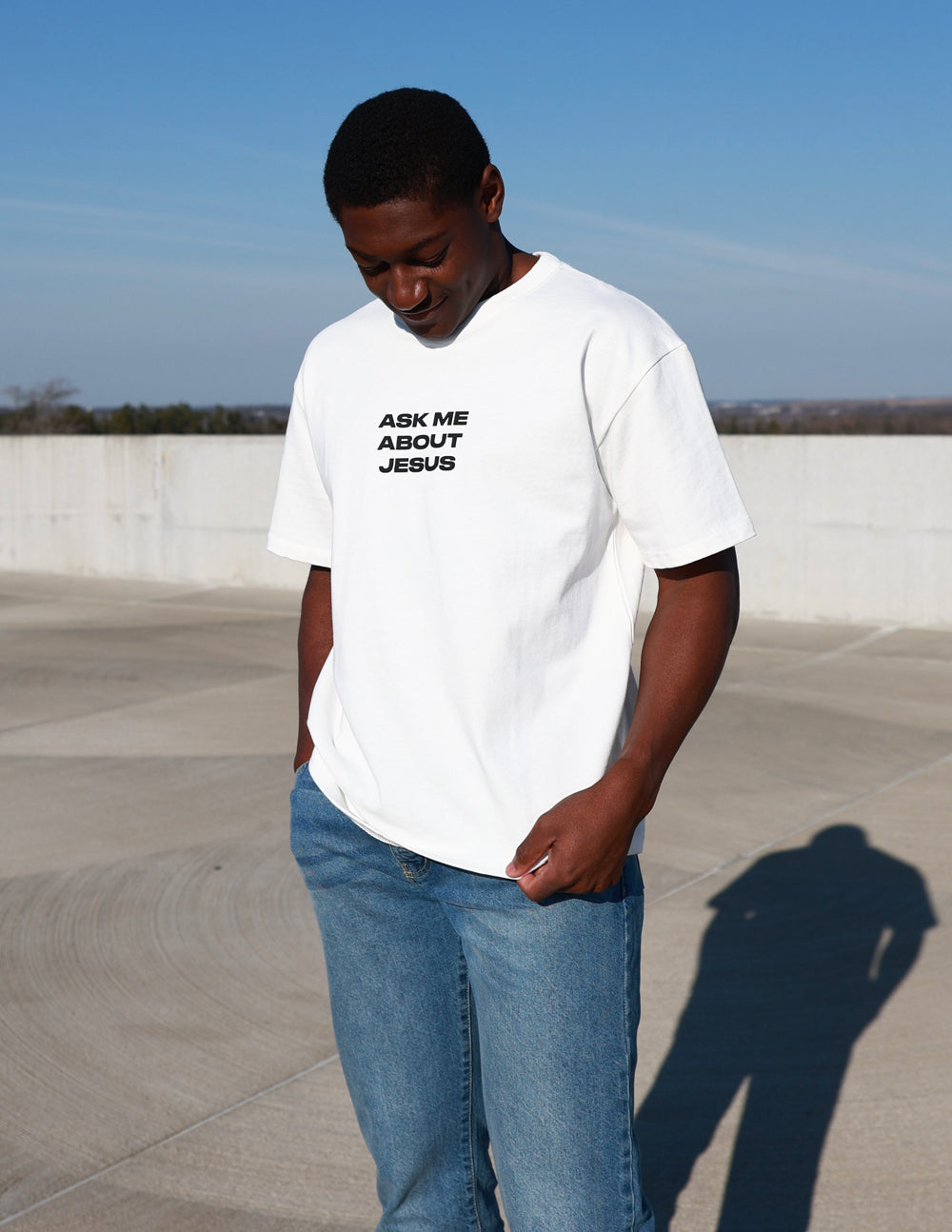 Ask Me About Jesus Heavyweight Tee