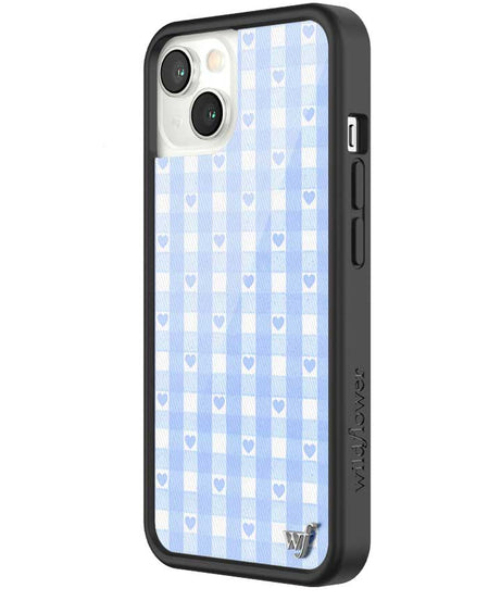 Gingham Hearts | Blue iPhone Case