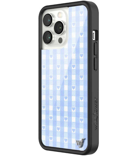 Gingham Hearts | Blue iPhone Case