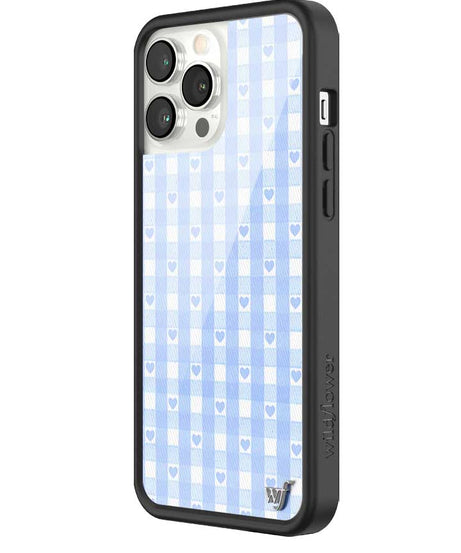 Gingham Hearts | Blue iPhone Case
