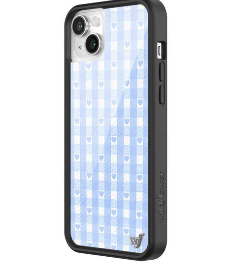 Gingham Hearts | Blue iPhone Case