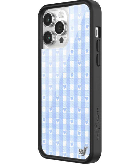Gingham Hearts | Blue iPhone Case