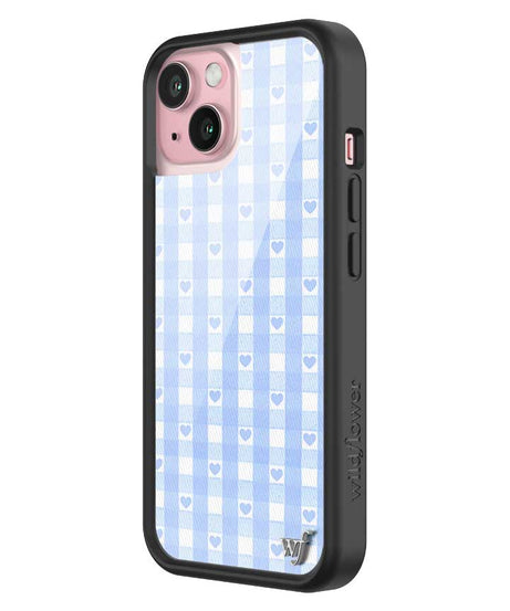 Gingham Hearts | Blue iPhone Case