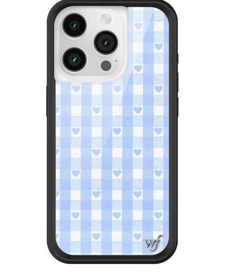 Gingham Hearts | Blue iPhone Case