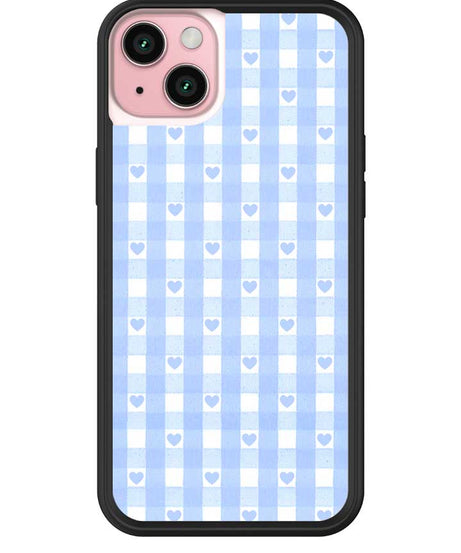 Gingham Hearts | Blue iPhone Case
