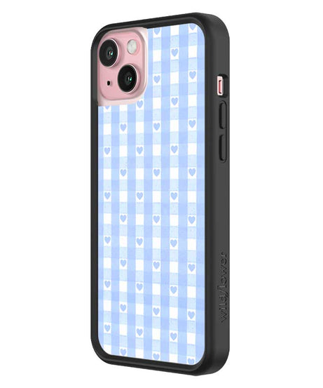 Gingham Hearts | Blue iPhone Case