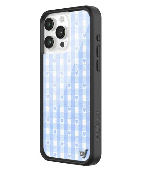 Gingham Hearts | Blue iPhone Case
