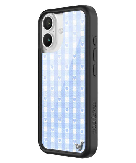 Gingham Hearts | Blue iPhone Case
