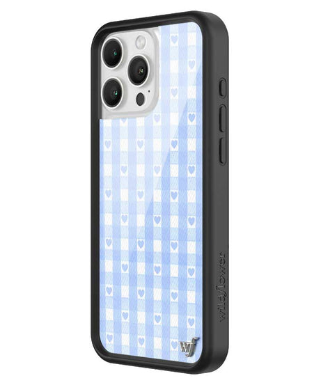 Gingham Hearts | Blue iPhone Case