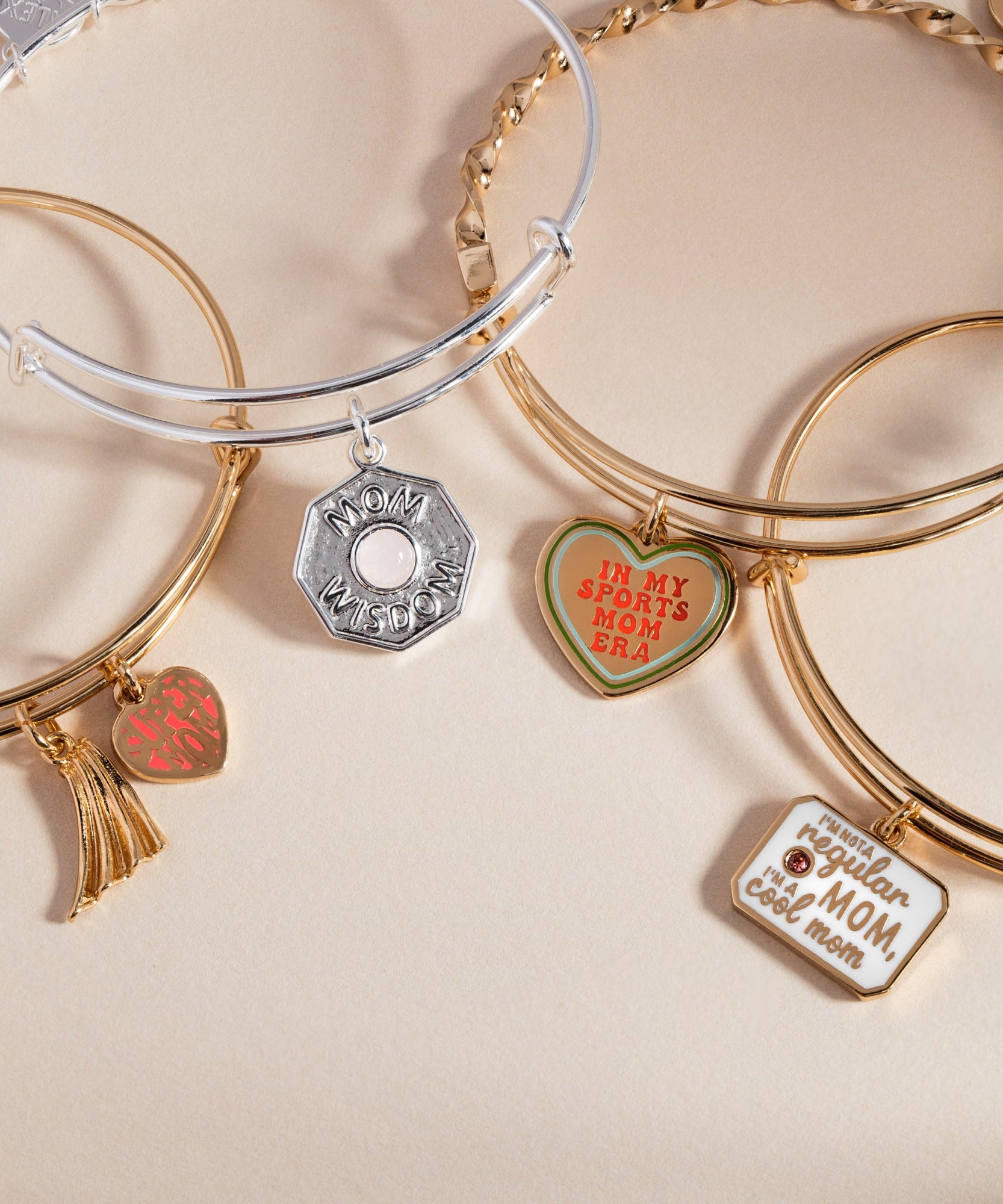 'Super Mom' Heart and Cape Charm Bangle