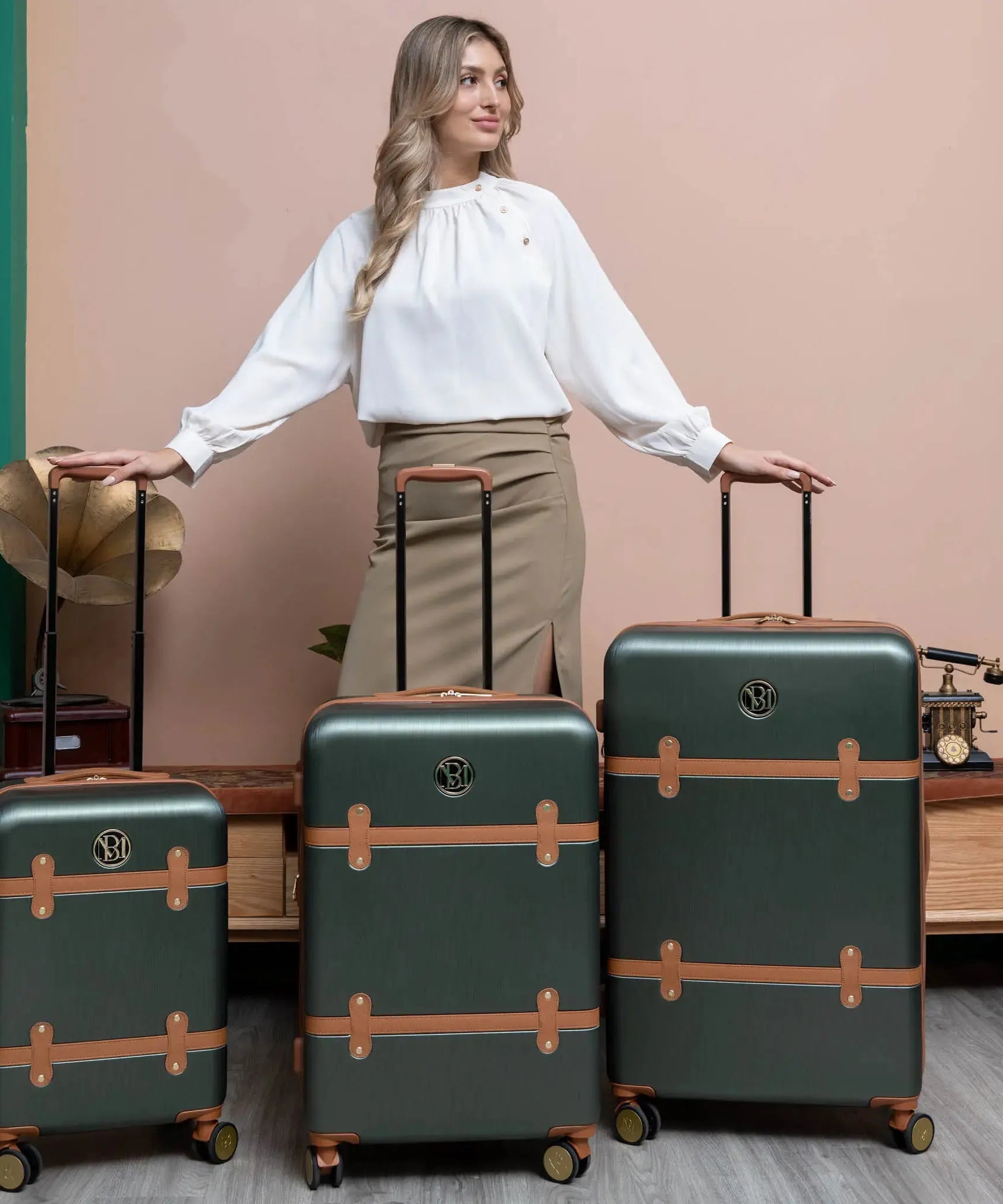 Grace 3-teiliges ausziehbares Retro-Gepäckset