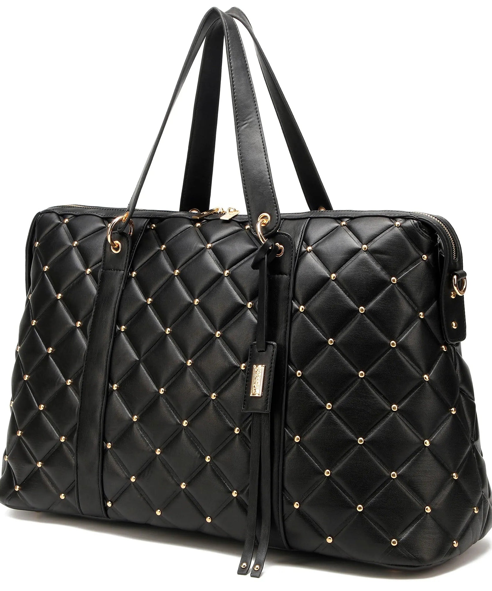 Diamantgesteppte vegane Leder-Weekender-Tasche