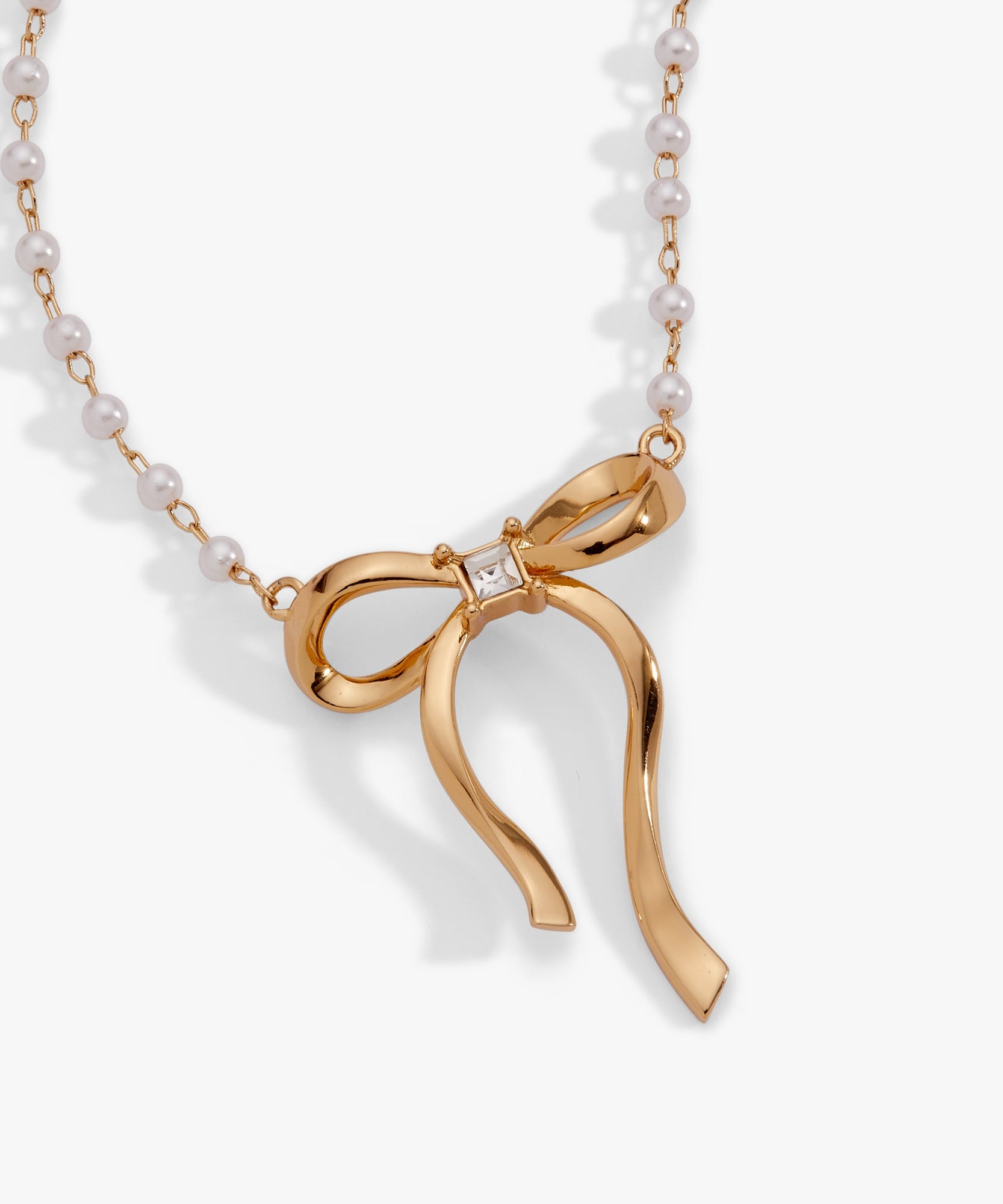 Bow Pearl Coquette Necklace