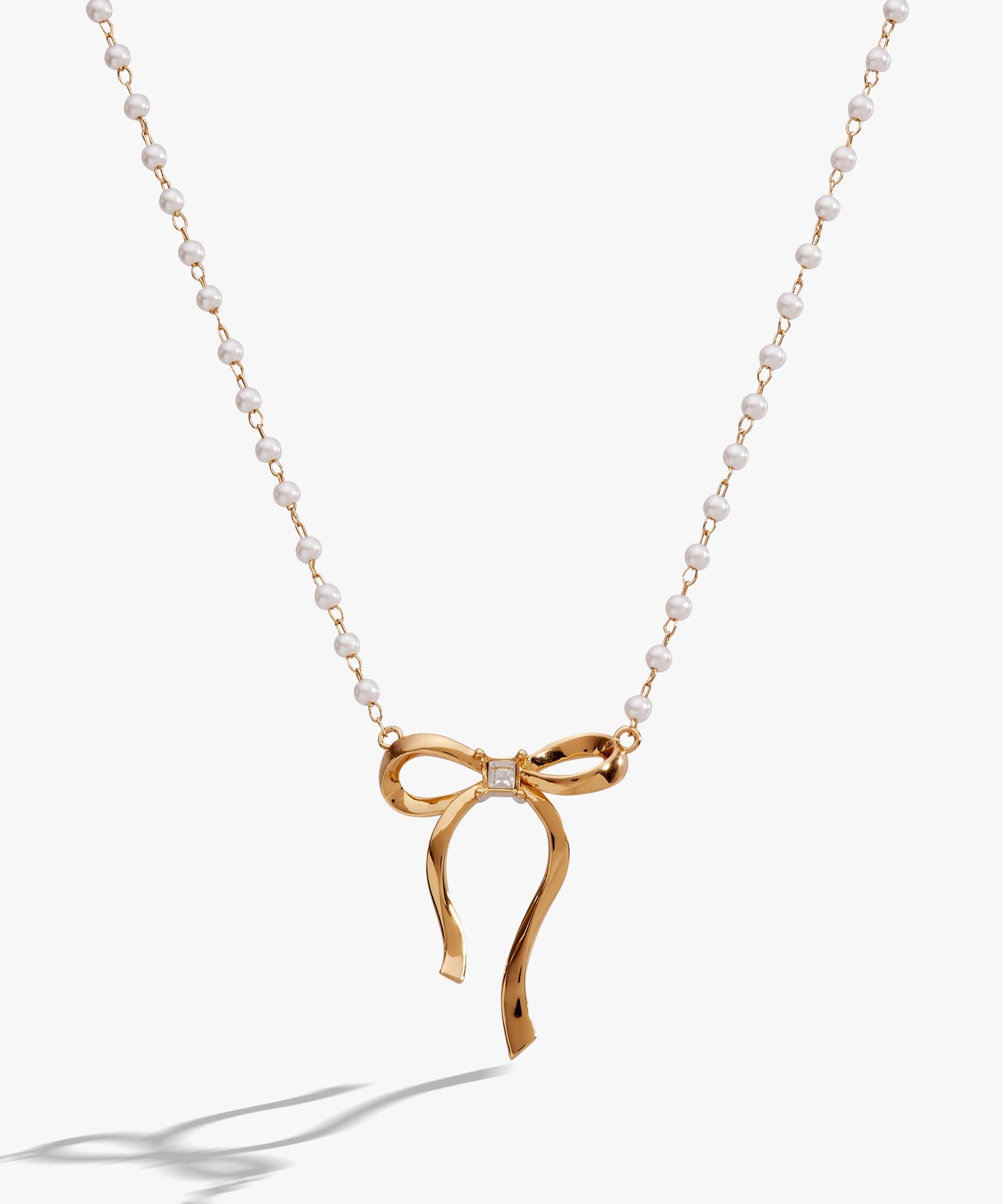 Bow Pearl Coquette Necklace
