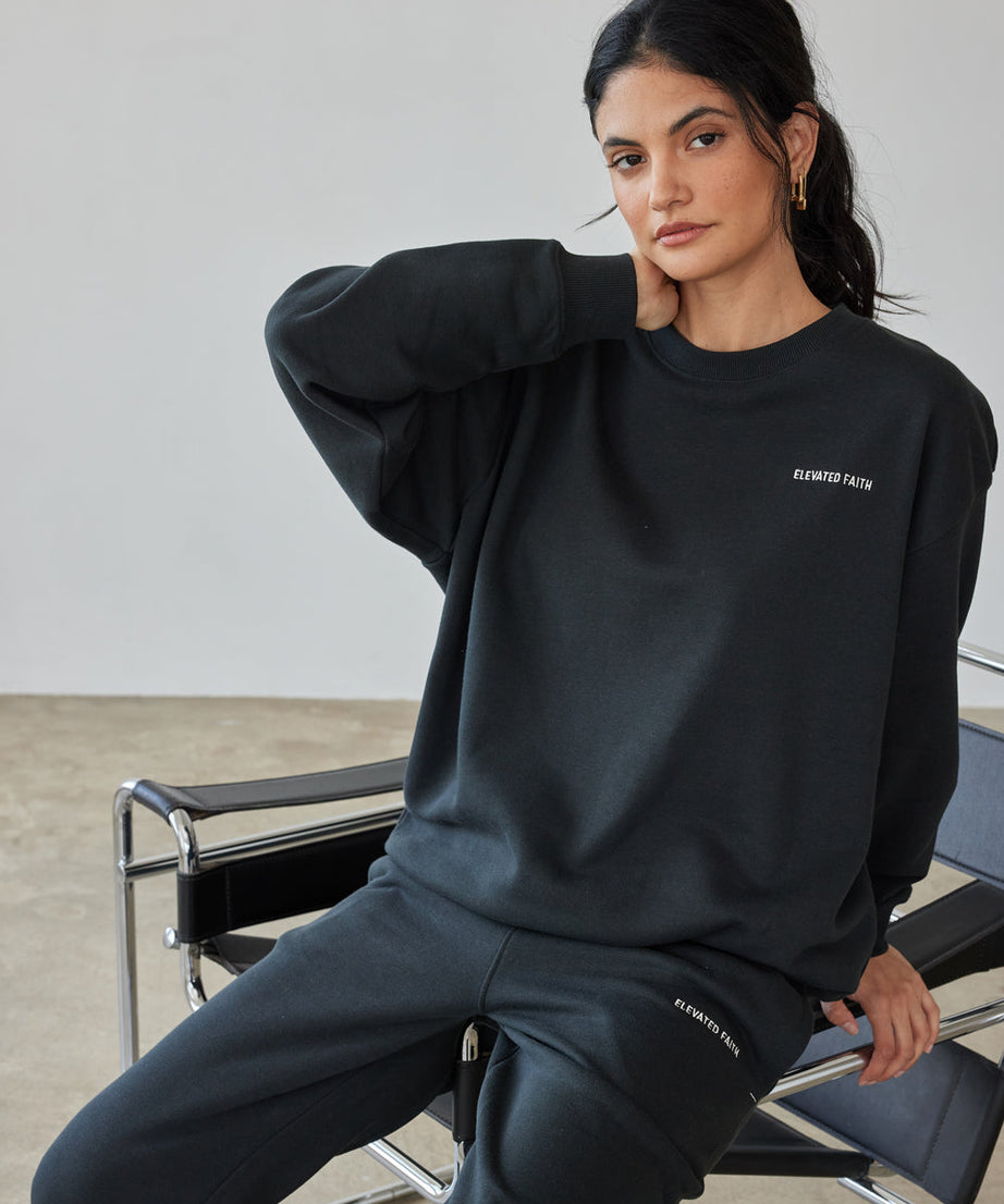 Basics Black Unisex Crewneck