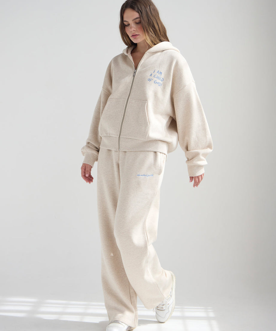 Basics Eggshell Wide Leg Sweatpant