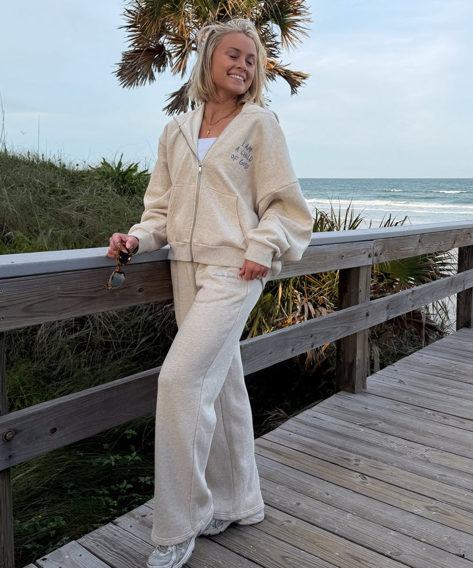 Basics Eggshell Wide Leg Sweatpant