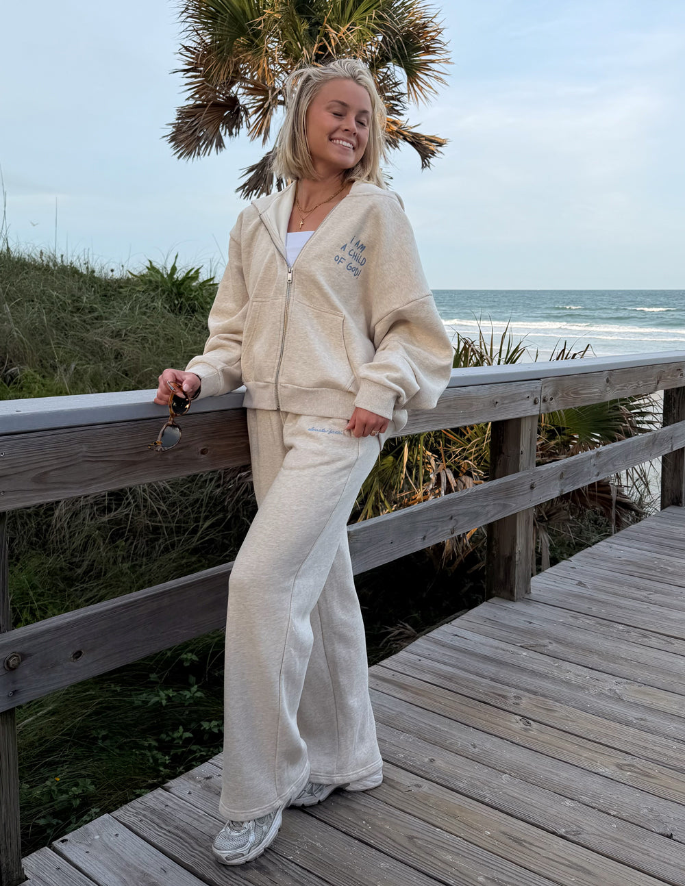 Basics Eggshell Wide Leg Sweatpant