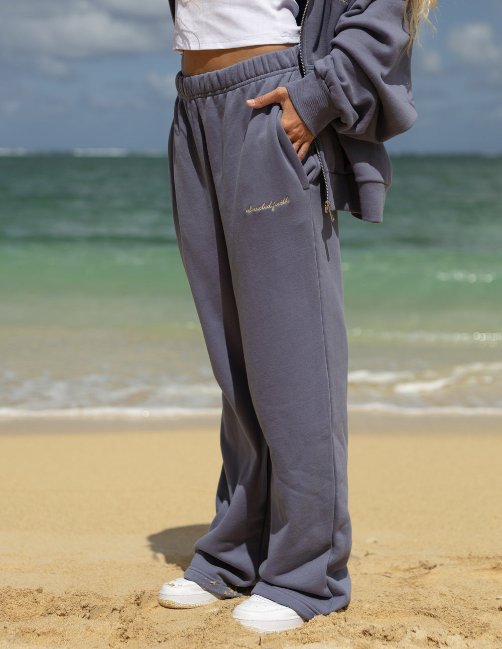 Basics Plum Wide Leg Sweatpant