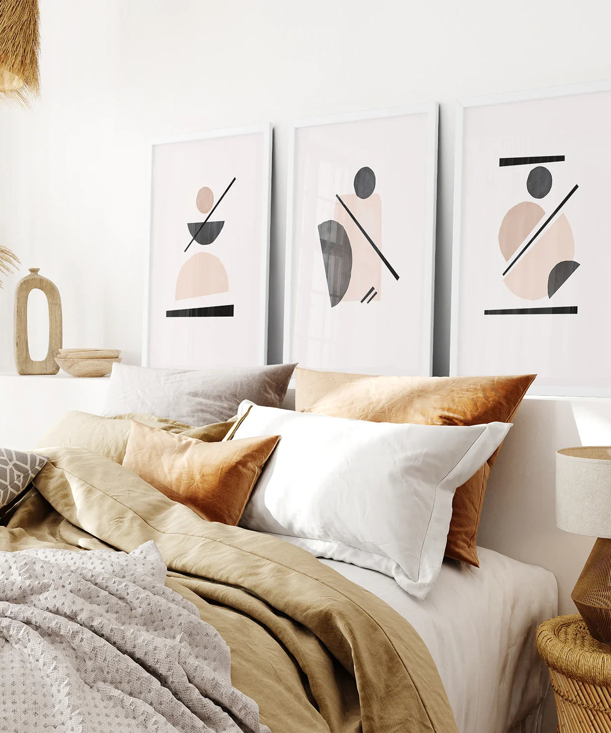 Mid-Century Modern Art-Set: 3 geometrische abstrakte Drucke