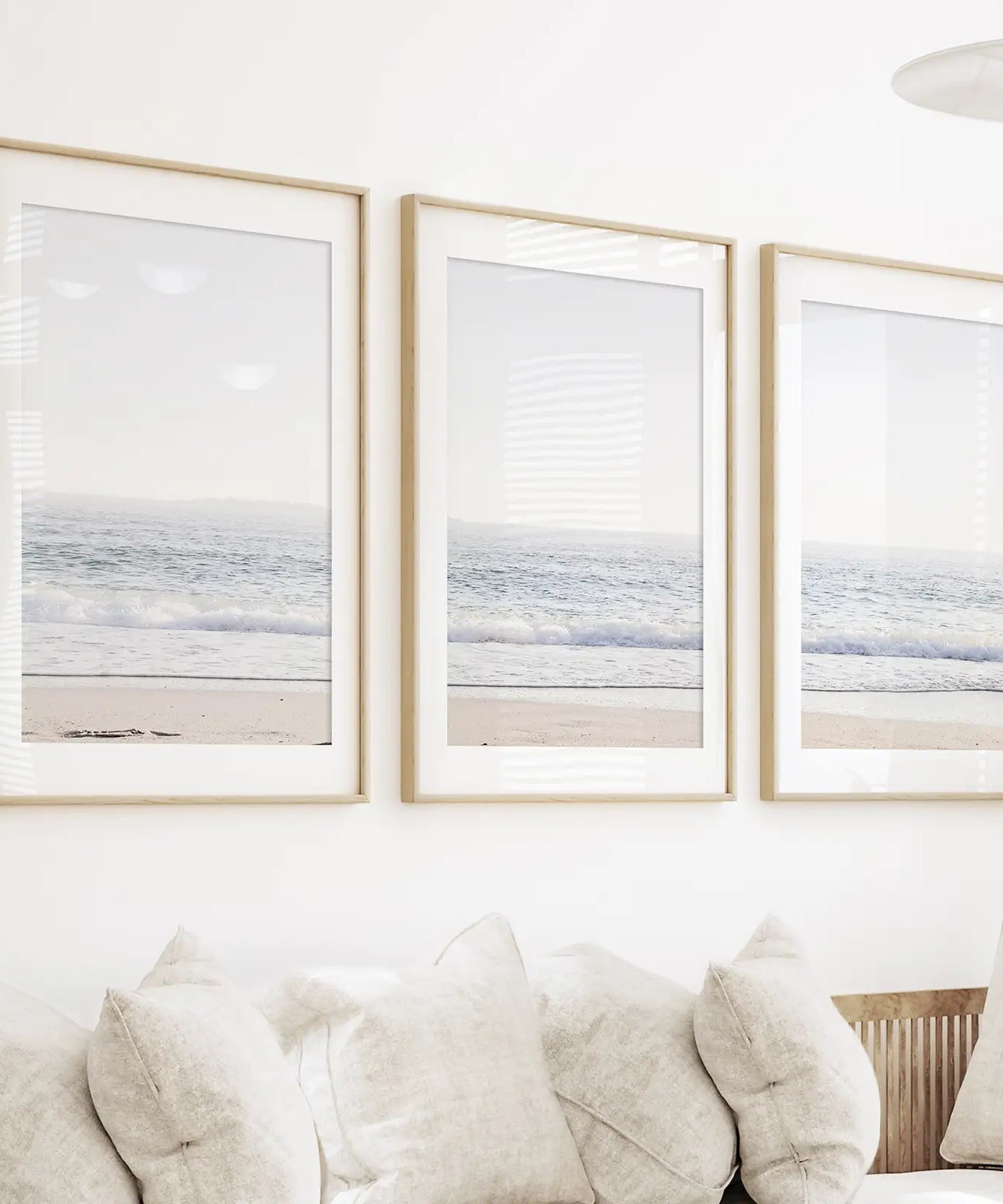 Pastel Minimalist Wave Photo. Set of 3 Beach House Wall Art