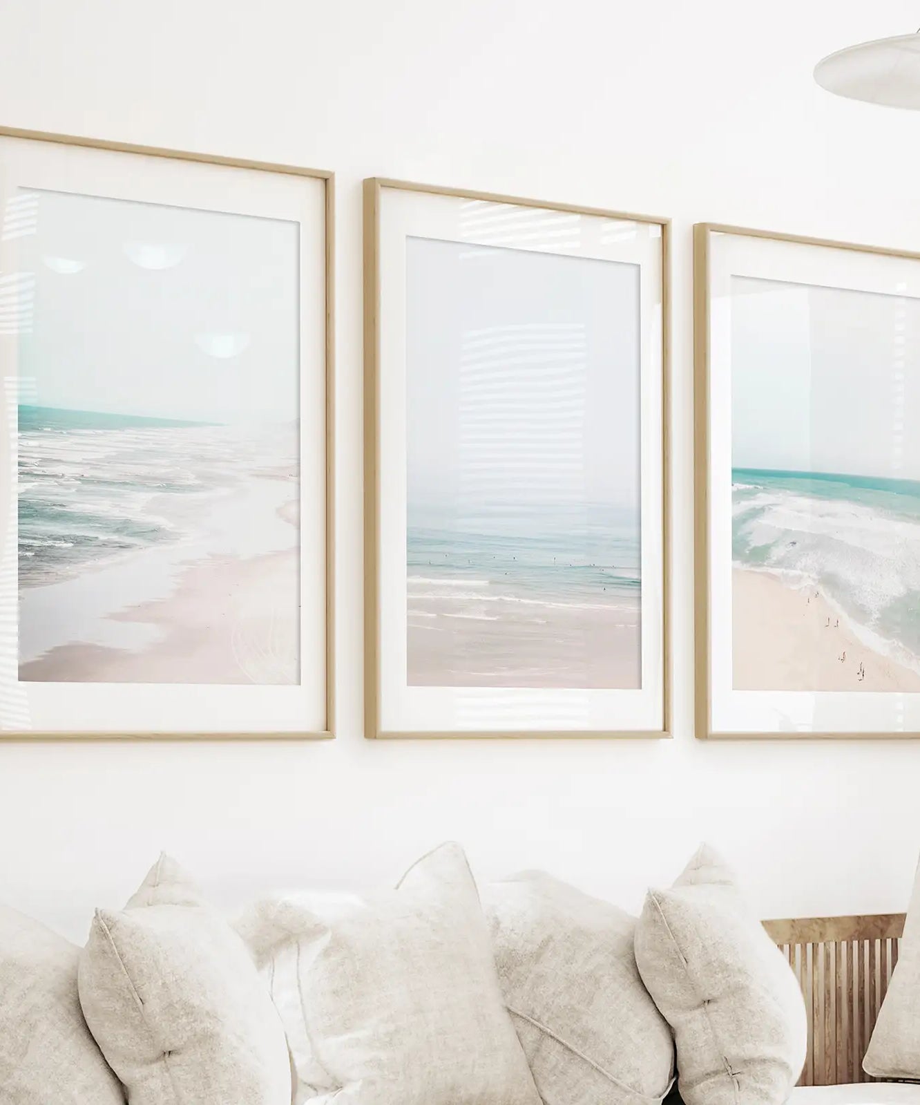 Minimalistisches neutrales Ozean-Strand-Wandkunst-Set mit 3 Teilen