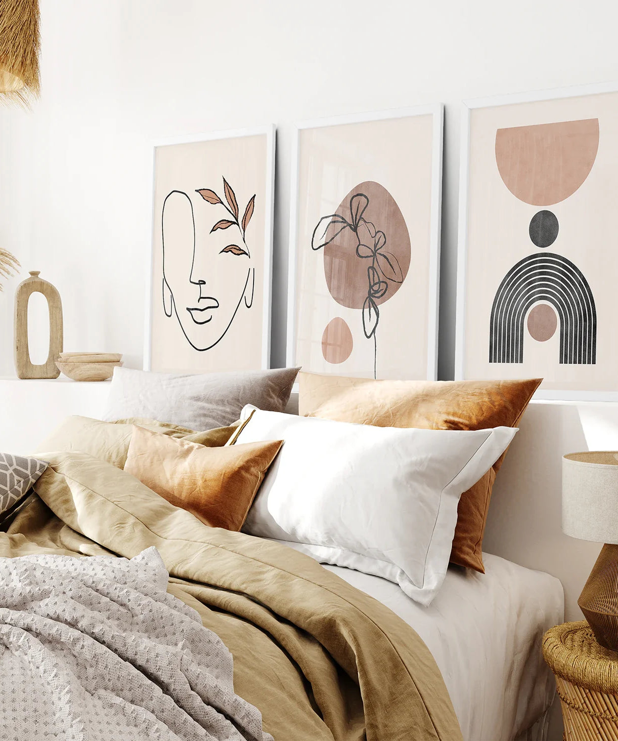 Boho Abstraktes Kunst Set aus 3 - Modernes Poster-Bundle