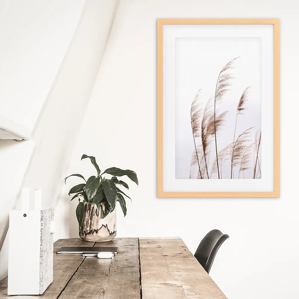 Beige Dried Grass Print. Summer Field
