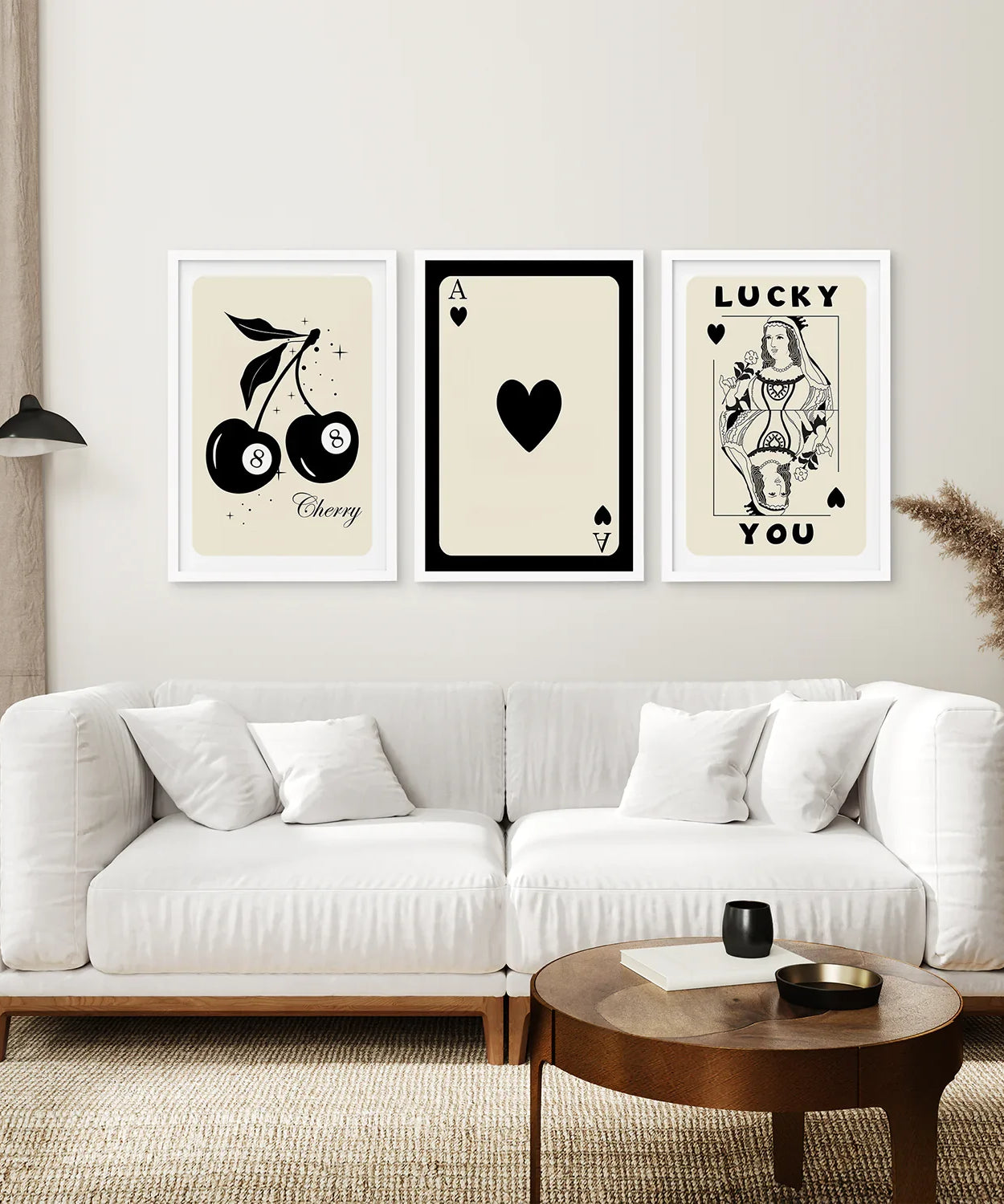 Beige Queen of Hearts Retro-Wandkunstposter