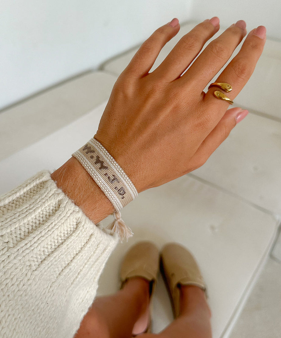 Beige WWJD Embroidered Bracelet