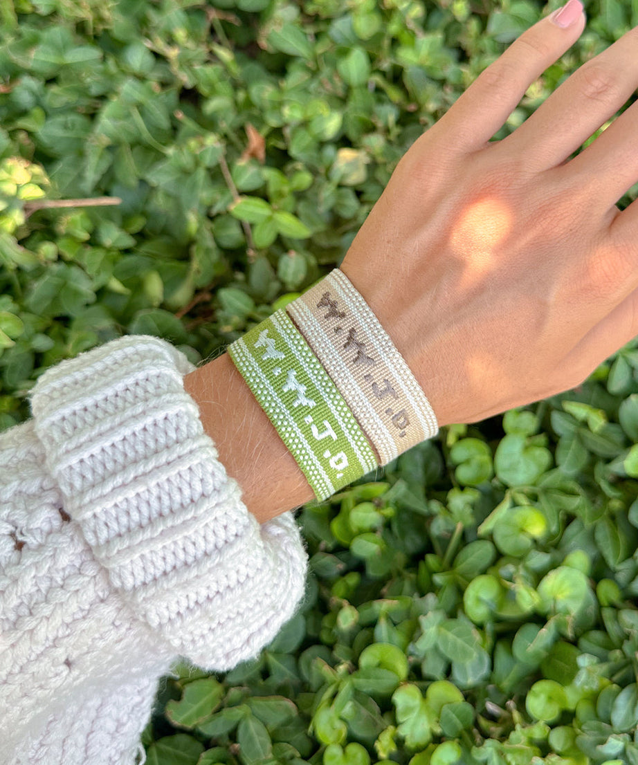 Beige WWJD Embroidered Bracelet