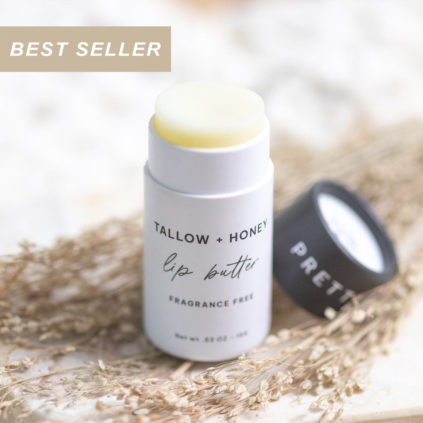 Fragrance Free Tallow + Honey Lip Butter | Eco-Friendly Travel Tube