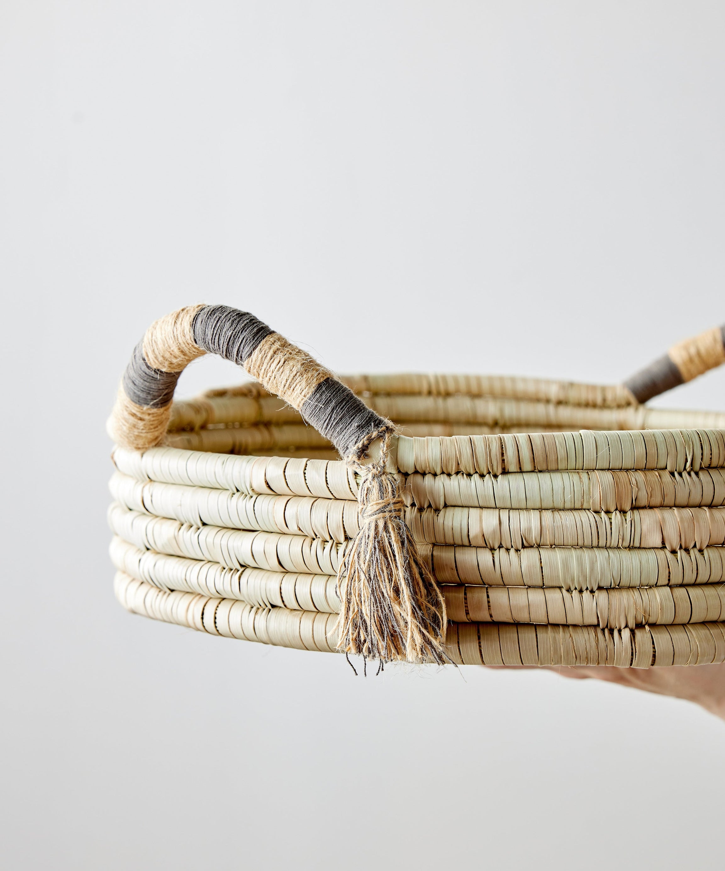 Natural Banded Betty Tray with Tassel