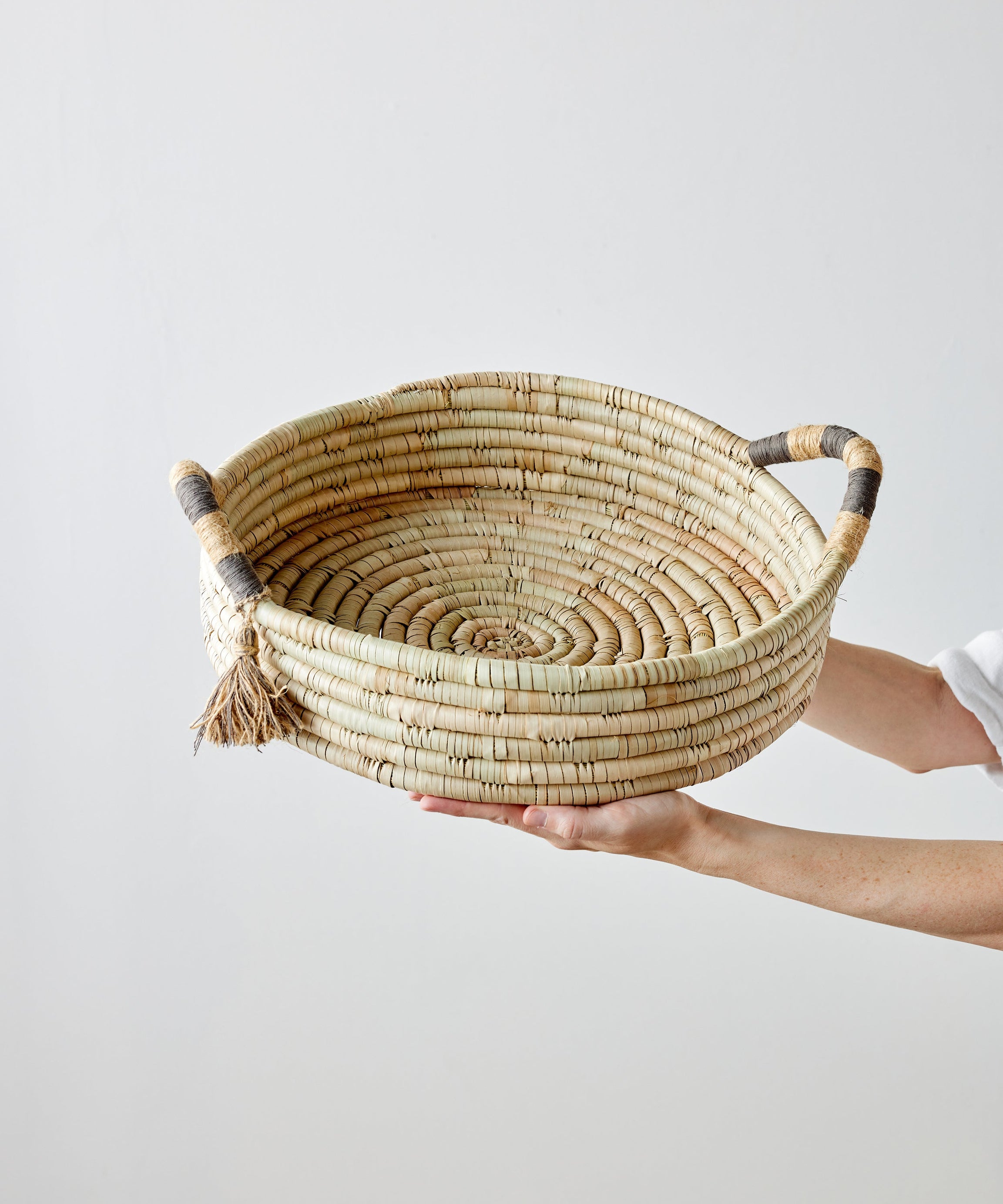 Natural Banded Betty Tray with Tassel