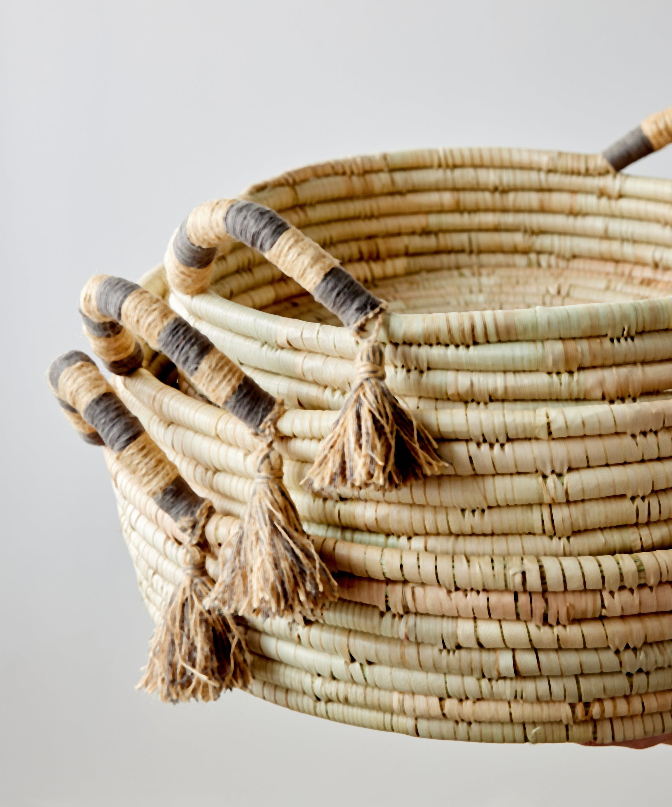Natural Banded Betty Tray with Tassel