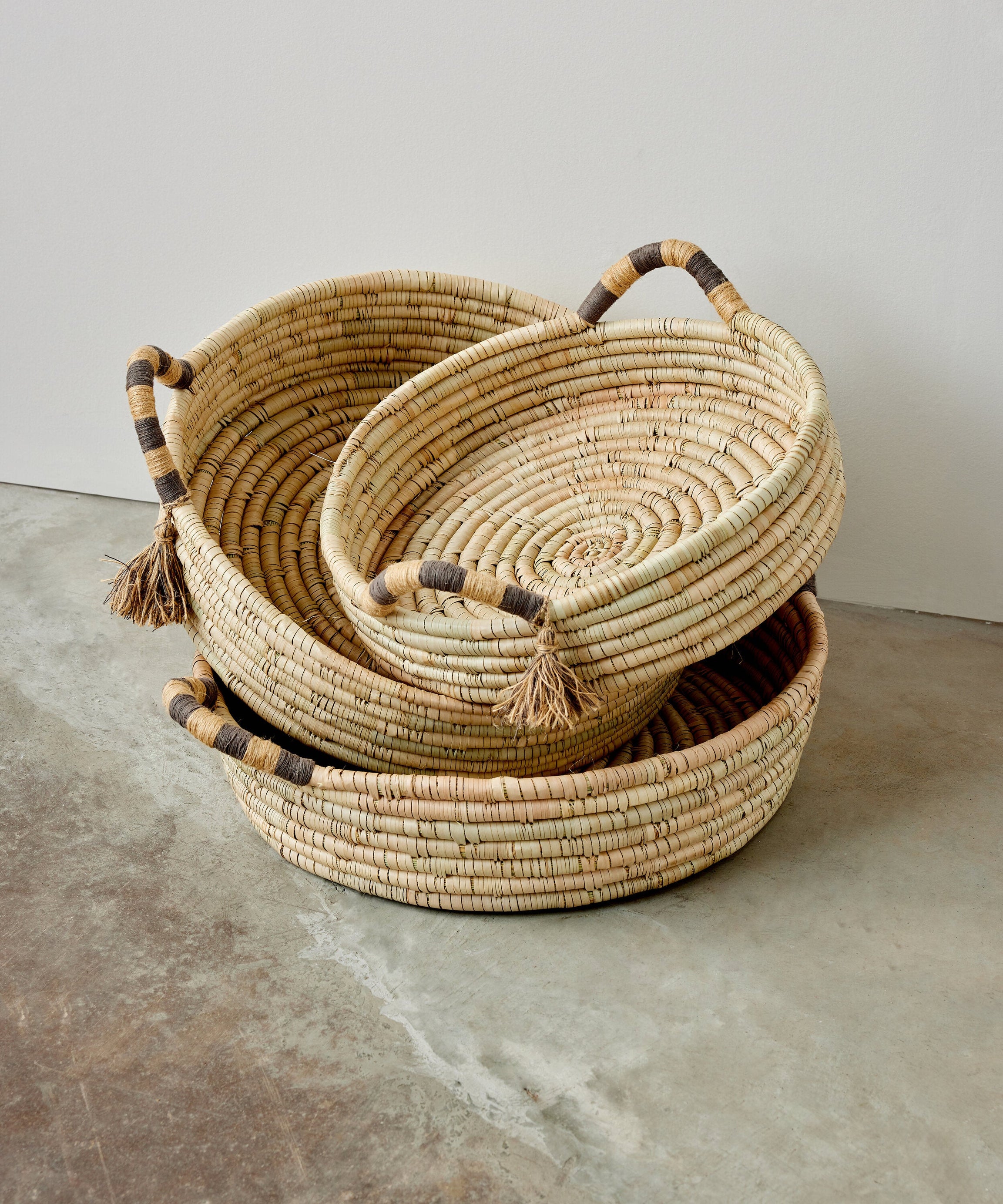Natural Banded Betty Tray with Tassel